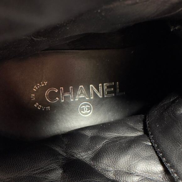 Chanel Tweed Lace Up Combat Ankle Boots 40 - Picture 13 of 13